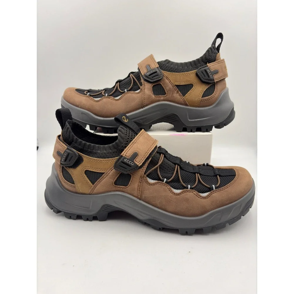 Ecco MX Low Mens Hiking Shoes Brown Black Leather Outdoor Sneakers Size 12.5
